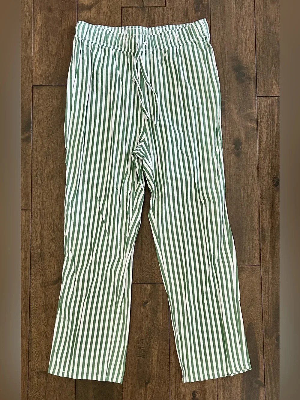 Hill House Green Stripe Cotton Pajama Set XS Peter Pan Collar 2-Piece Sleepwear
